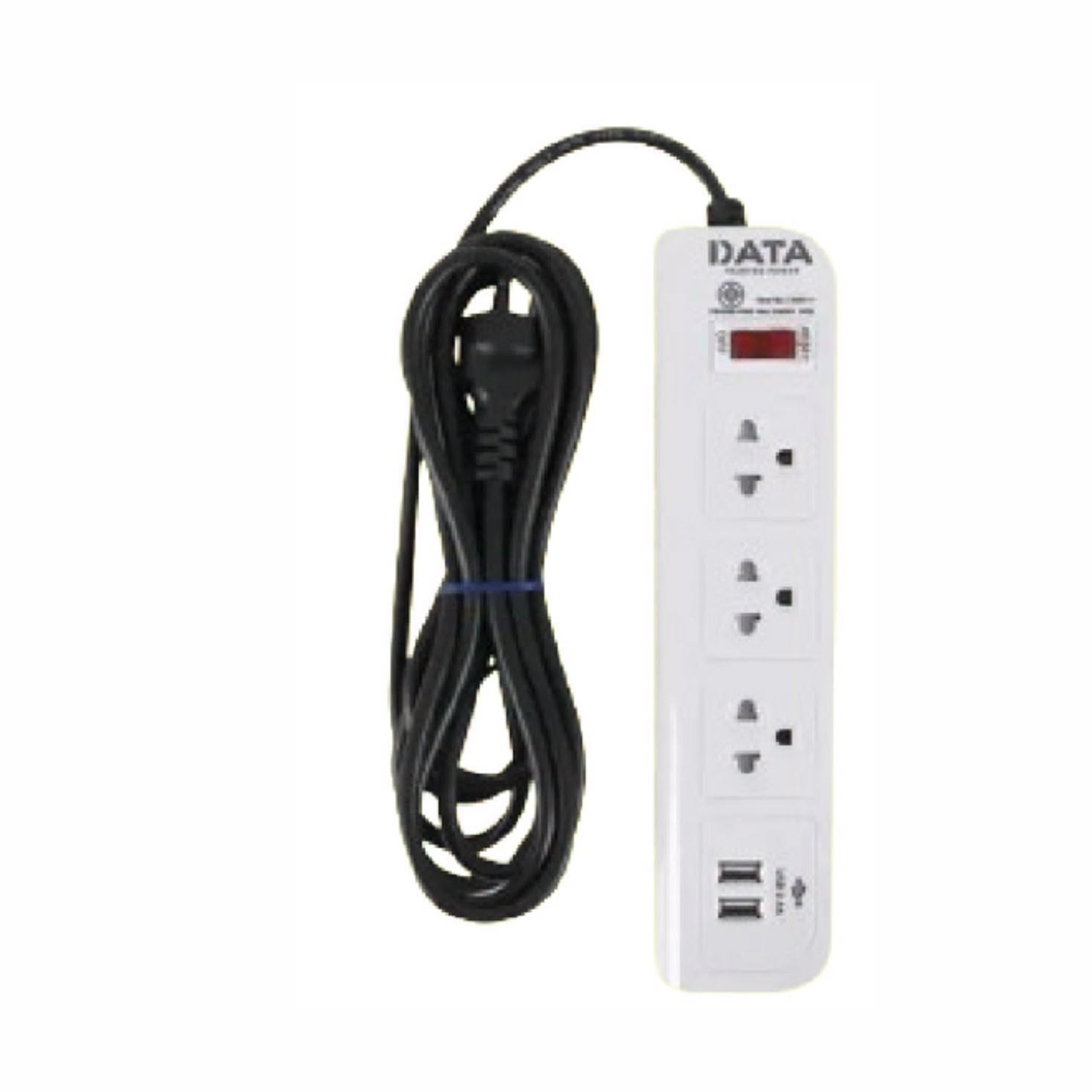 DATA #รางปลั๊กไฟ 3ช่อง 1สวิตซ์ 2USB #SKU362 5M.