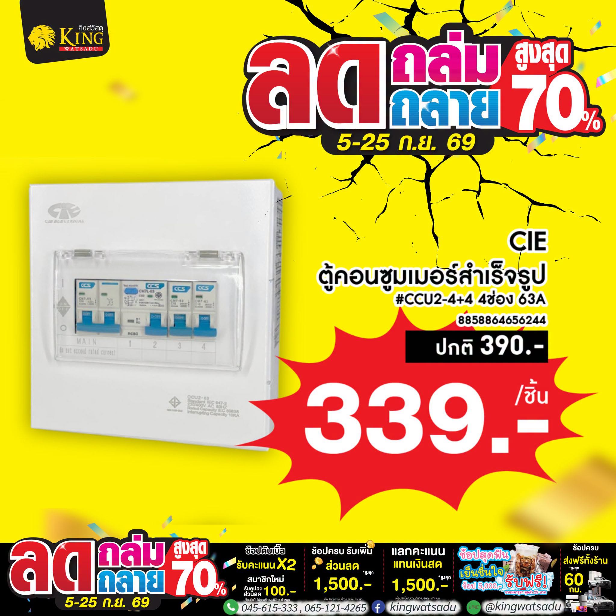 CIE ตู้คอนซูมเมอร์สำเร็จรูป #CCU2-4+4 4ช่อง 63A